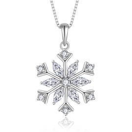 Oskani Snowflake Necklace for Women 925 Sterling Silver 5A Cubic Zirconia April Birthstone Pendant Necklace Jewelry Winter Christmas Birthday Presents for Hr