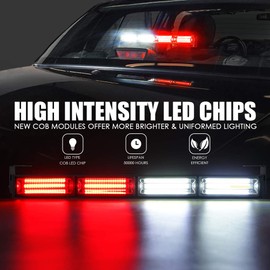 Xprite 18" COB LED Traffic Advisor Strobe Lights Bar 21 Flashing Patterns, Hazard Warning Fire Firefighter Directional Lightbar for Emergency Vehicles Volunteer Law Enforcement Trucks White & Red