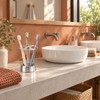 Stainless Steel Toothbrush Holder, Makeup Brush Organizer with 4 Slots,
