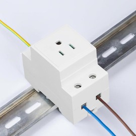 Din Rail Mounted Receptacle, AC 110-250V 15A Outlet Power Module with Protective Contacts, Din Rail Socket Plugs for Distribution Panel