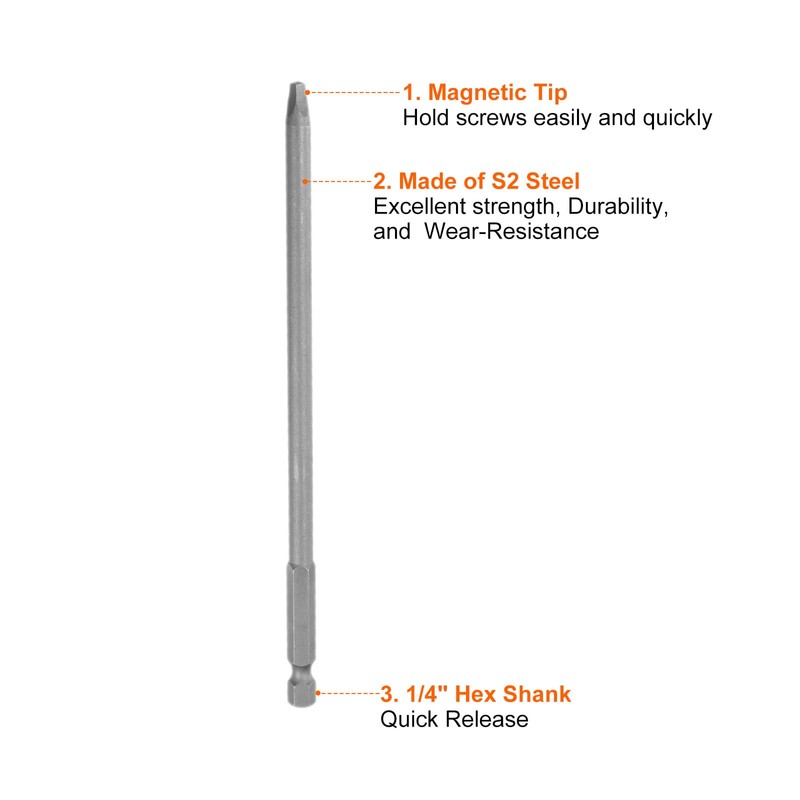 HARFINGTON 9Pcs Square Head Screwdriver Bits SQ2, SQ3 Magnetic 1/4