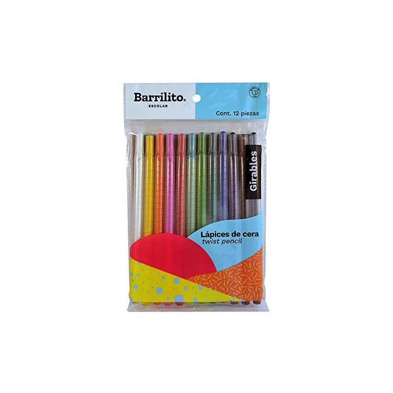 Barrilito 12CTW Lápices de Cera Girables, 12 Colores