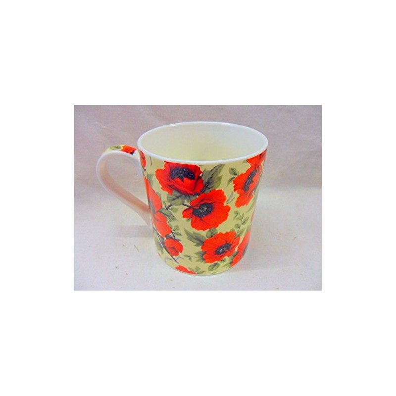 Set of 4 Extra Large China Mugs in red Poppy