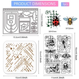 GLOBLELAND Vintage Insektenklare Silikonstempel Metall Schmetterling Bienen Schneideisen Libelle Käfer Malen Handwerk Schablonen Für Kartenherstellung Scrapbooking Handwerk DIY Prägung