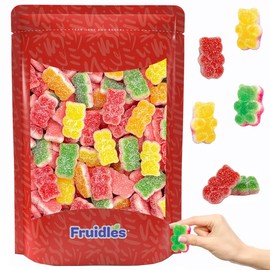 Fruidles Triple Sour Gummi Bears Candy, Delicious Multi-Layered, Sugar Coated Flavored Gummies (1 Pound)