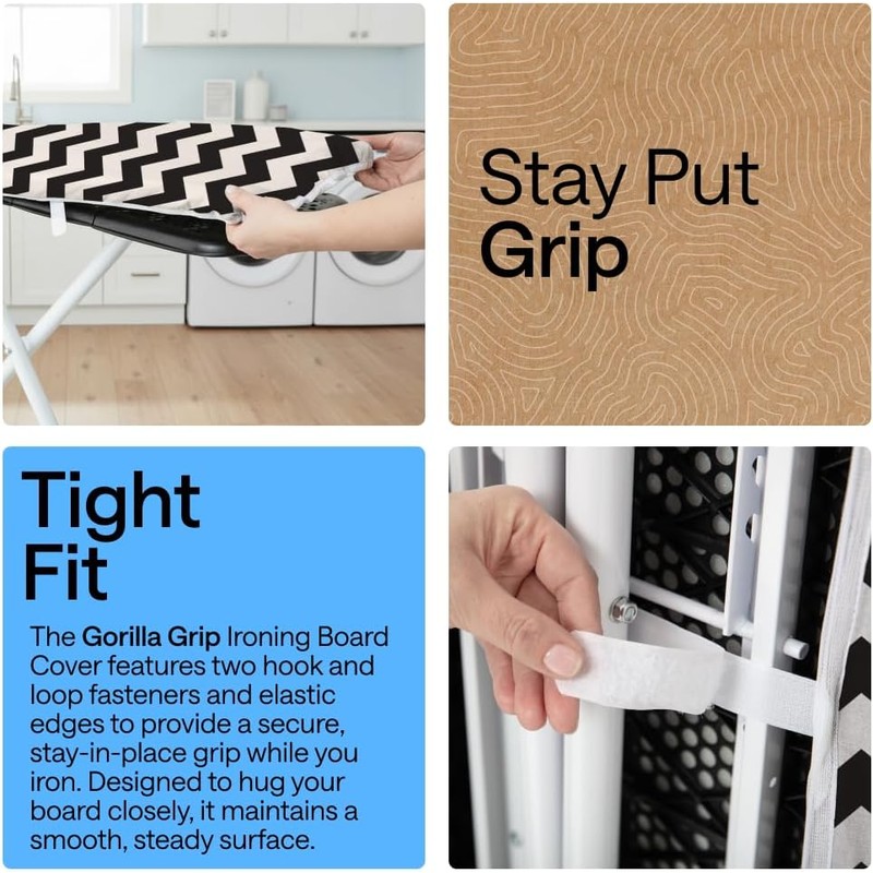 GORILLA GRIP The Original Ironing Board Cover and Pad, Silicone