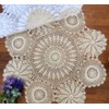 Hetao 100% Cotton Handmade Crochet Round Tablecloth Doilies Lace Table