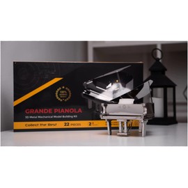 METAL-TIME Grand Piano, 3D Metal Model Kit, Grand Piano 3D Puzzle, Two Colors Design Grande PIANOLA Model, SANKYO Music Box with Melody Castle in The Sky.