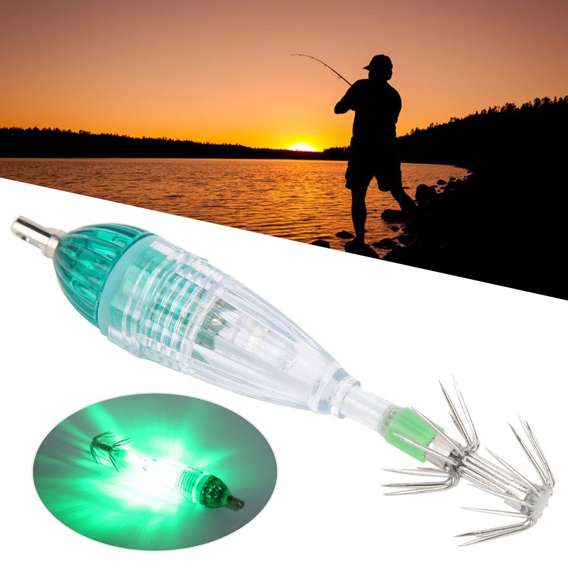 Fishing Hook with Squid Bait Squid Bait LED Underwater Light,