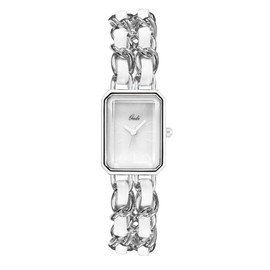 Gosasa Women's Elegant Dress Watch Chain Braid Band Fashion Square Bracelet Watches for Women Retro Minimalist Analog Quartz Waterproof Ladies Watch