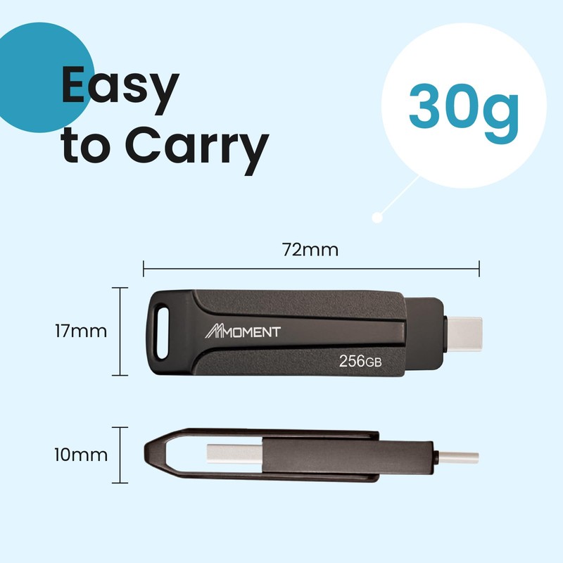 MMOMENT 256GB USB Memory, 2-in-1 OTG Compatible, Type-A & Type-C,