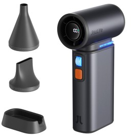 JISULIFE Super Jet Fan, 8500mAh Portable Handheld, 100000 RPM Electric Air Duster, 20m/s Dry Blower, 100 Speed Gears Turbo Fan Digital Display, Rechargeable Compressed Air Duster - Dark Grey