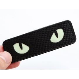 Cat Eye Patch, Glow in the Dark and Luminous Material, Velcro (Velcro/Velcro) Removable, Military Airsoft Cat Eyes Lighting, Embroidered Patch (Black)