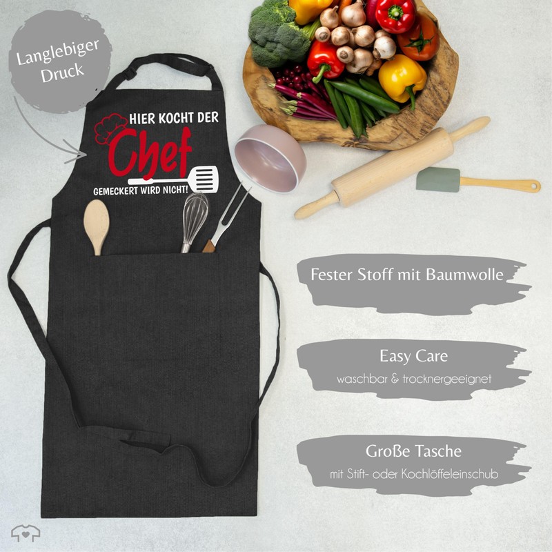 Shirtracer - Apron - Hier kocht der Chef gemeckert wird