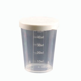 Re-useable Transparent Plastic Beakers Graduated Measuring Specimen Cup 50ml PP Plastic Measuring Cup with Lid