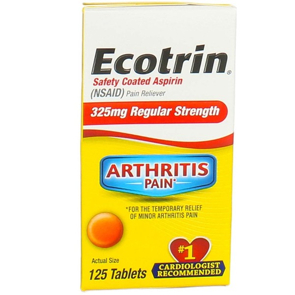 Ecotrin Regular Strength Pain Reliever | 125 Tablets (5 Pack)