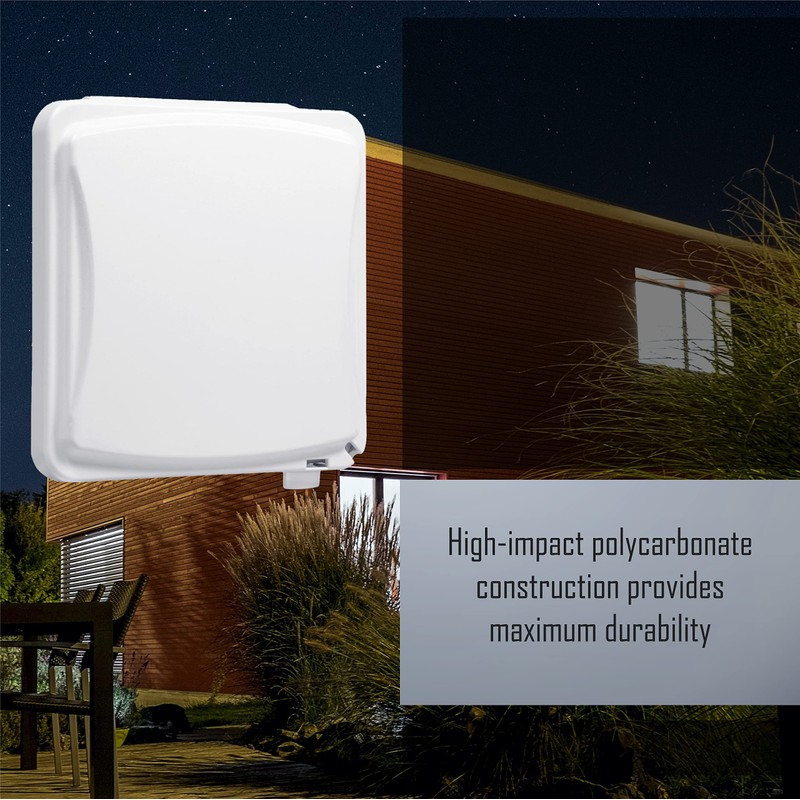 TayMac MM1410W 55-in-1 Configurations 2-Gang Vertical Weatherproof Plastic Flat Cover,