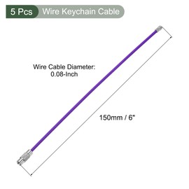 YOKIVE 5 Pcs Keychains Wire, 150mm Key Ring Loops with Durable Stainless Steel, Hanging Luggage Tags, Great for Outdoor Sporting Hiking (Purple, 6-Inch)