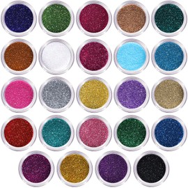 LEOBRO Fine Glitter, 24 Colors Glitter for Crafts, Resin, Nail Body, DIY Party Decorations
