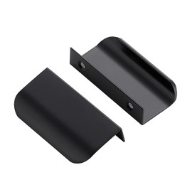 Ravinte 25 Pack Finger Pulls for Cabinets 64mm/2.52in Hole Center Tab Cabinet Handle Matte Black Finger Edge Pulls Concealed Handles for Kitchen Drawer Finger Cabinet Pulls 80mm/3.15in Length