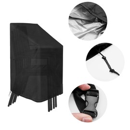 AZKEEGREY 2 Pack Garden Chair Covers Waterproof, Outdoor Chair Cover Waterproof Stacking Chair Cover UV Protection Cover with Pouch(120 x 75 x 75cm,Black)