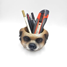 Ucoolbila Dog Face Pencil Holder,Unique Planter Pot, Office Desk Organizer Supplies, Husky Dog Planter Pencil Holder, Succulent Pots Flowerpot Gift for Dog Lovers (Coffee)