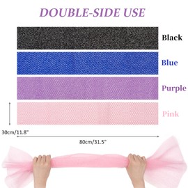 4 Pcs African Net Cloth, Exfoliating Boddy Scrubber, 31.5 Inch Long African Net Bath Sponge, Exfoliating Wash Cloths for Body, Skin Back Scrubber Cloth for Shower Daily Use, Pink/Purple/Black/Blue