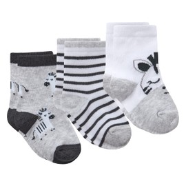 Metzuyan WS-SS23 Baby Boys Baby Girls Unisex Cotton Rich Animal Socks 3 Pairs Zebra UK 0-0