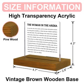 The Woman in the Arena Desk Decor, Entrepreneur Gifts for Women, Positive Affirmation Gifts for Woman, Motivational Gift for Woman, Acrylic Desk Decor Sign with Wood Stand - FSA222