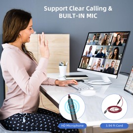 AIAUXAI USB Earphones for PC Laptop,Wired USB Headset Headphones with Microphone for Computer,3.9ft In Ear Headphone Stereo Noise Cancelling earbuds for HP Dell Laptop for Surface Switch Work Meeting