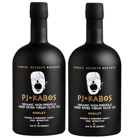 P.J. KABOS Fresh 2025/26 Harvest, Very High Phenolic (699 mg/kg), USDA Organic Greek Extra Virgin Olive Oil, Kosher, Greece, Cold Extracted, 16.9oz, “Family Reserve Organic - Robust” (2PACK)