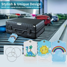 Fishent Luggage Tag, 3 Pack Travel Cruise Luggage Tags for Suitcases, Cute Suitcase Tags Identifiers Bag Tags with Privacy Flap, Baggage Name Tag for Women Men Luggage Backpack Handbag School Bag