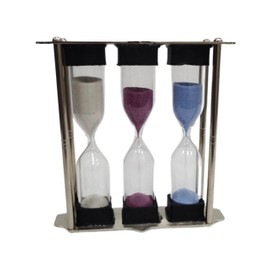 Vintage Tea Timer Sand Houtglass 3-4-5 Minute Aluminium Triple Sand Timer Hourglass for Light, Medium & Strong Tea Brewing, Small Sand Timer for Home and Office Decor