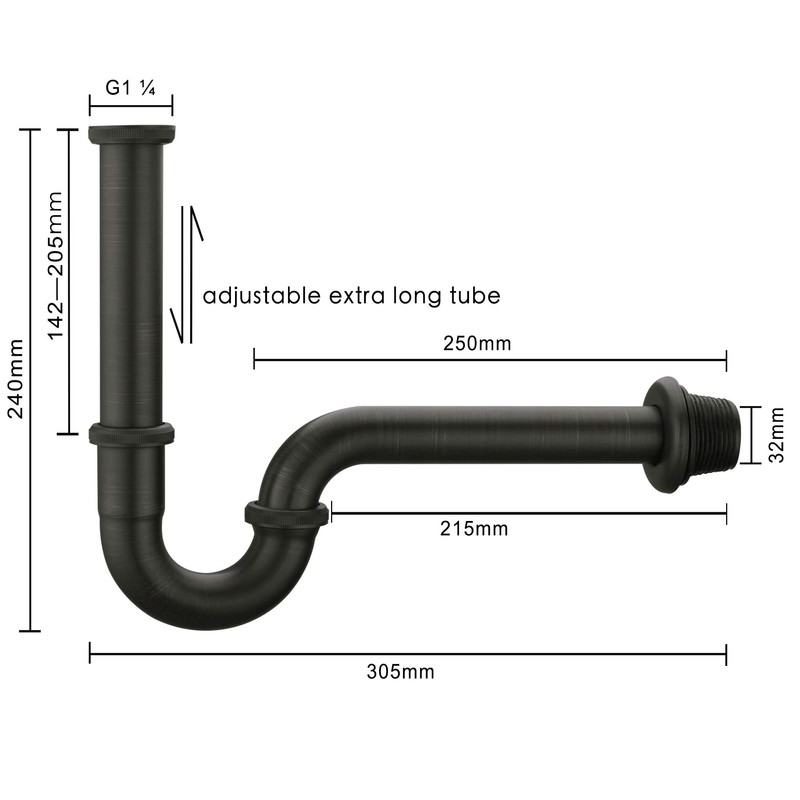 Orhemus Brass P Trap, 1 1/4 Bathroom Basin Sink Waste