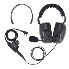 Overhead Walkie Talkie Headphones, Foldable Noise Cancelling Headset with Push to Talk K Connector, Boom Automatic Pickup Mic, for RT22 RT21 RT68 BF F8HP UV 5R UV 82H