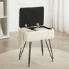 Leesingdo Vanity Stool Chair, Faux Teddy Fur Ottoman Foot Stool