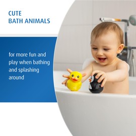 reer MyHappyBath Toys Badetiere Ente & Pinguin | Badespielzeug für Babys und Kinder ab 6 Monaten | Spritztiere | Spaßiges Badewannenspielzeug