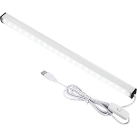 ASOKO Plug-in Under Cabinet Lighting - 12 Inch LED Strip Bar, Cool White 6000k USB Cabinet Light, Slim Undercounter Light for Kitchen/Cupboard/Workbench/Shelf/Desk