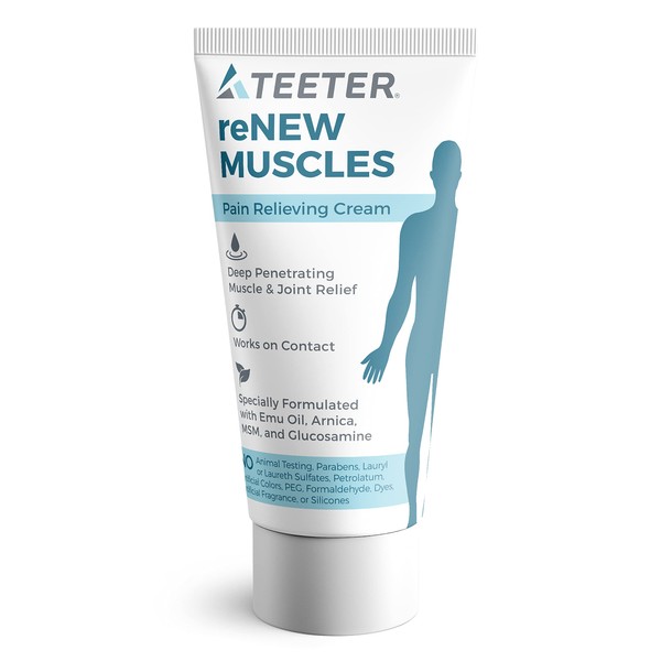 Teeter Renew - Muscle & Joint Pain Cream with Emu Oil, MSM, Arnica, Boswellia Serrata Glucosamine (2.5 oz)