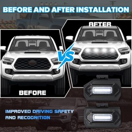 Teguangmei 4PCS Front Grill Lights Compatible with Toyota Tacoma TRD Off Road & Sport OEM Grill 2020 2021 2022 2023, LED Grille Light Bar with 4-in-1 Wire Harness & Fuse Adaptor (White)