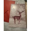 Vtg Unused Christmas Card Heavy Glitter Deer Buck Reindeer Snowy