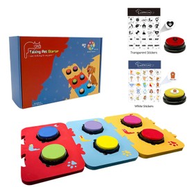 BUYVIKAY Set of 6 Color Dog Buttons with Three Mats and Stickers, Dog Training Buzzer, Dog Communication, Record & Playback Your Own Message to Teach Your Dogs Voice What They Want