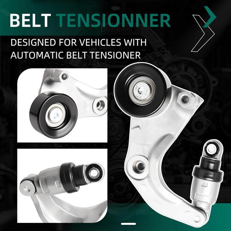 Riyhch 90K-39077 Complete Tensioner Pulley Assembly with 2 Serpentine Belts