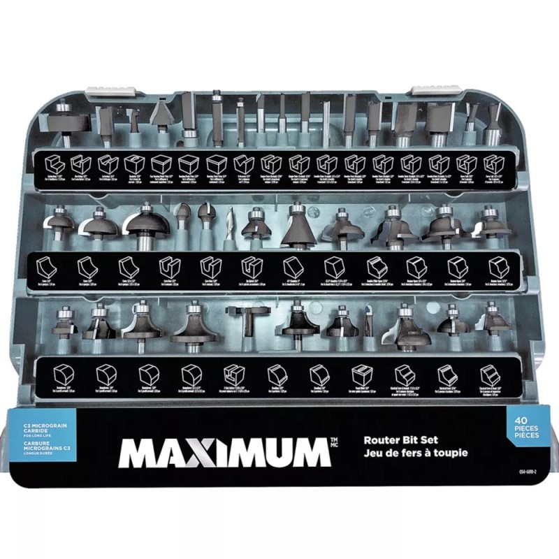 Maximum CTI0546818 (40-PC) 1/2 & 1/4" Shanks Carbide-Tipped Router Bit