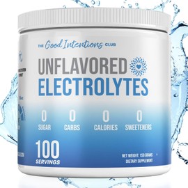 Electrolitos sin sabor - 100 porciones - Electrolitos en polvo sin sabor - Electrolitos sin azúcar - Electrolitos sin sabor - Cero carbohidratos - Sin azúcar