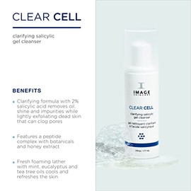 IMAGE Skincare, CLEAR CELL Salicylic Gel Cleanse, Gentle Foaming Face Wash Removes Excess Oil and Shine for Oily Prone Skin