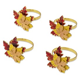 Beautiful Autumn Colored Fall Maple Leaf Napkin Rings Set of 4