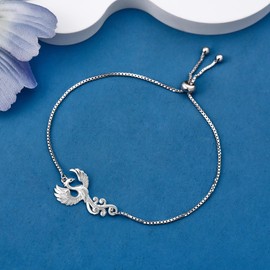 YAFEINI Phoenix Bracelet 925 Sterling Silver Bird Phoenix Charm Jewelry for Women