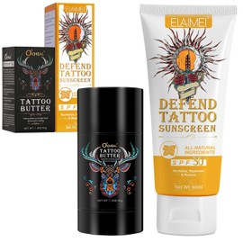 Tattoo Cream Tattoo Butter, with Tattoo Sun Cream, UVA/UVB Sun Protection, Tattoo Care Cream, Tattoo Balm Cream for Reinforced Tattoo Colours, Protects New Tattoos, Promotes Healing