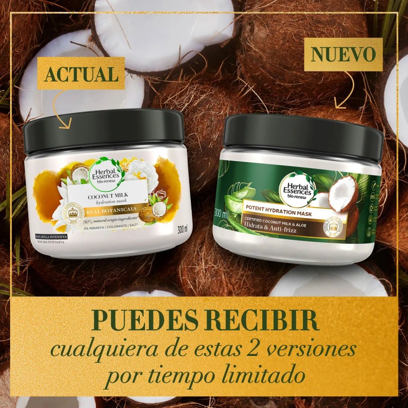 Mascarilla Intensiva para cabello Herbal Essences Leche de Coco y